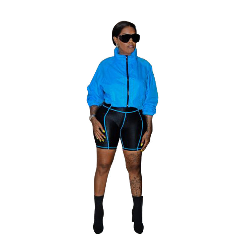 Dame Sporty Sæt med luftig Jakke og figursyet Cykelshorts Stilla