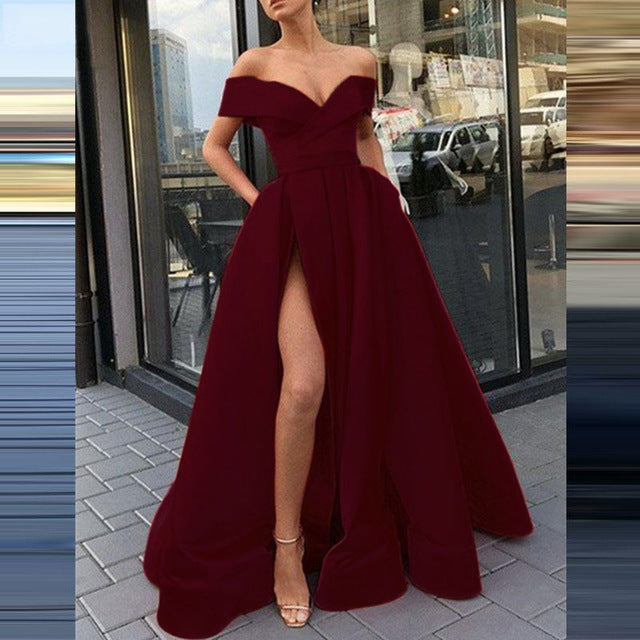 Stilla | Glamorous Deep V-Hals Satin Multifarvet Kjole