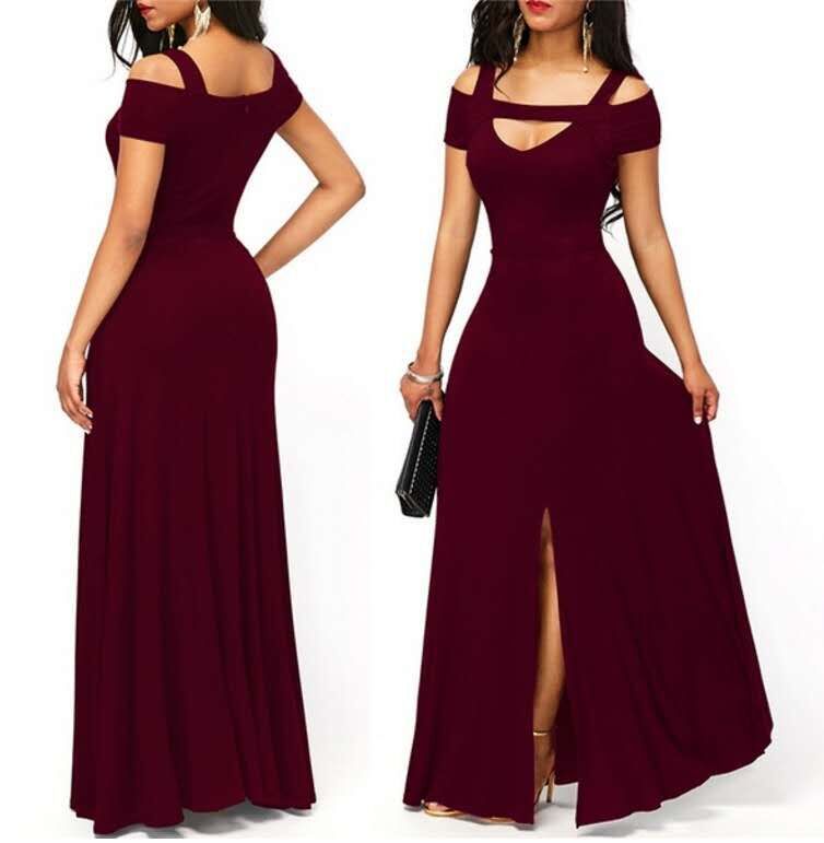 Kvinders maxikjole med off-shoulder design og elegant slids Stilla