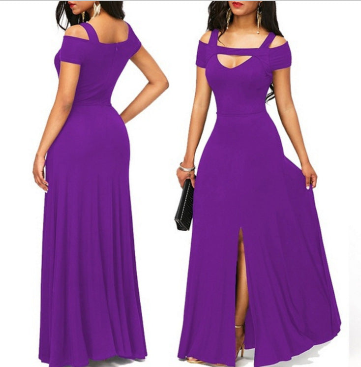 Kvinders maxikjole med off-shoulder design og elegant slids Stilla