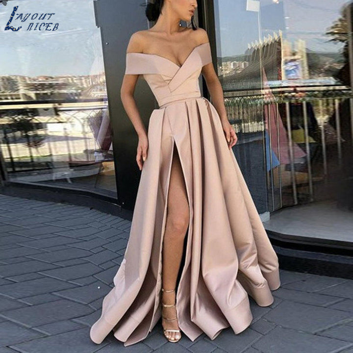 Stilla | Glamorous Deep V-Hals Satin Multifarvet Kjole