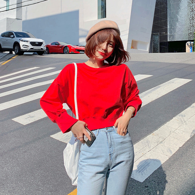 Kvindernes stribede cropped sweater med ballonærmer Stilla