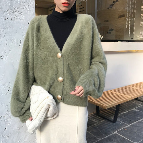 Femme Oversized Plyss Strik Cardigan Stilla