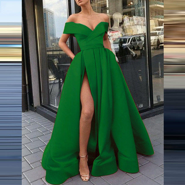 Stilla | Glamorous Deep V-Hals Satin Multifarvet Kjole