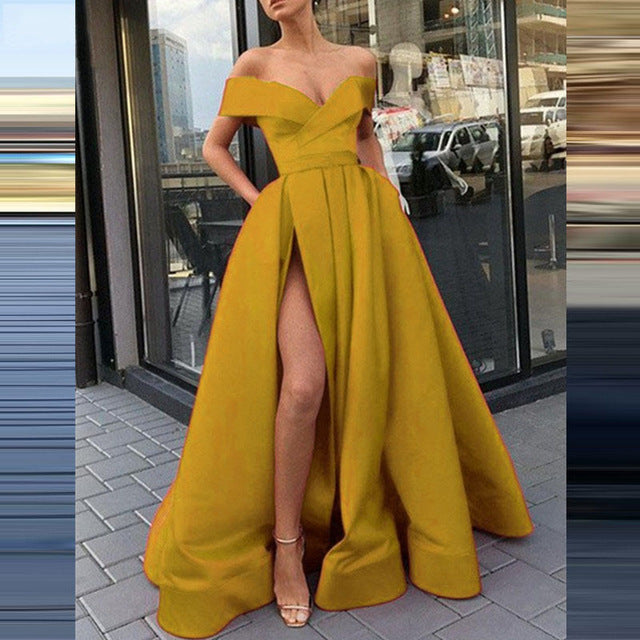 Stilla | Glamorous Deep V-Hals Satin Multifarvet Kjole