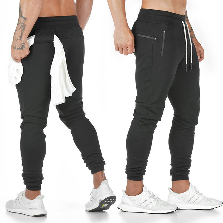 Herrer Sporty Slim-Fit Joggingbukser med praktiske lynlåslommer Stilla