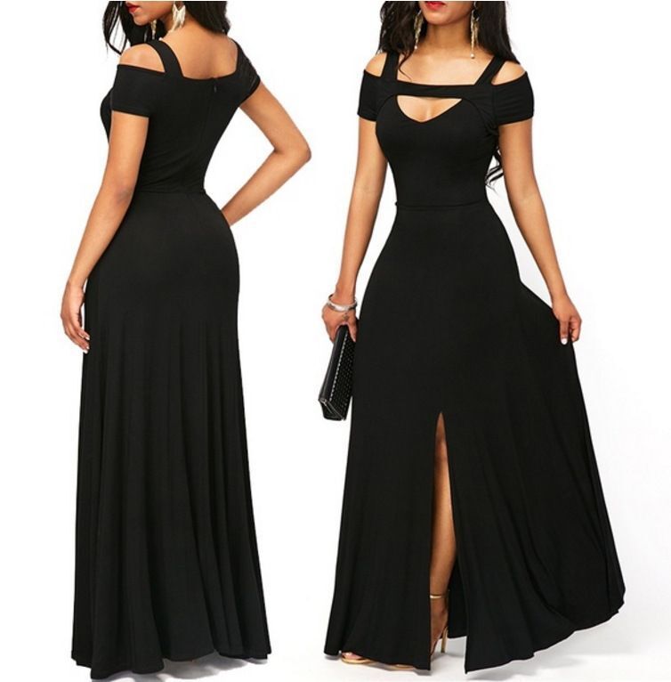 Kvinders maxikjole med off-shoulder design og elegant slids Stilla