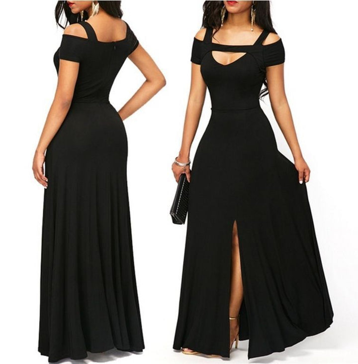 Kvinders maxikjole med off-shoulder design og elegant slids Stilla
