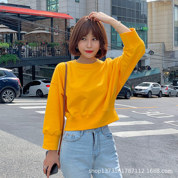 Kvindernes stribede cropped sweater med ballonærmer Stilla