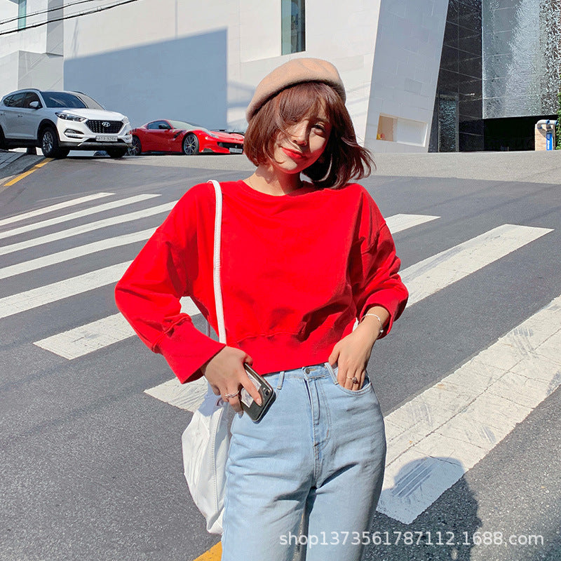 Kvindernes stribede cropped sweater med ballonærmer Stilla