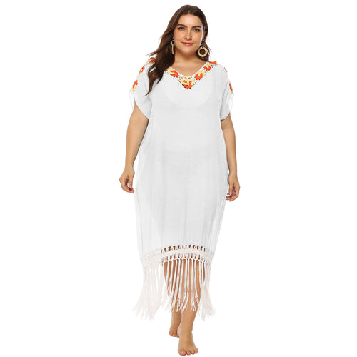 Femme Elegante Broderet Strandoverdel Stilla