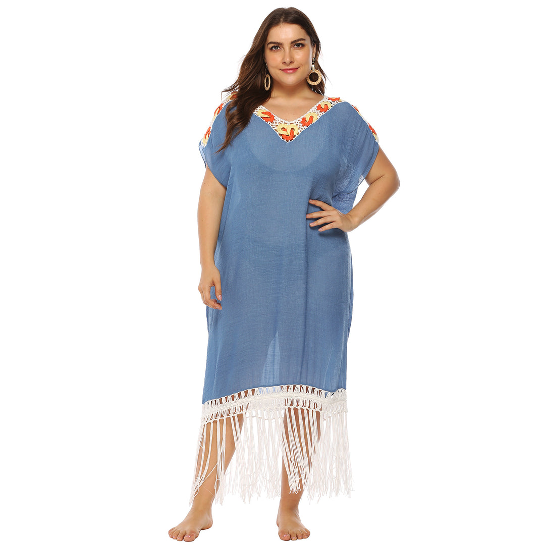 Femme Elegante Broderet Strandoverdel Stilla