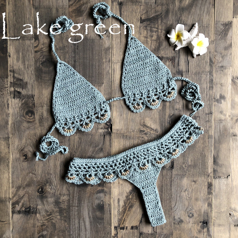 Dame hækle-bikini-sæt med florale spidsaccentuer Stilla