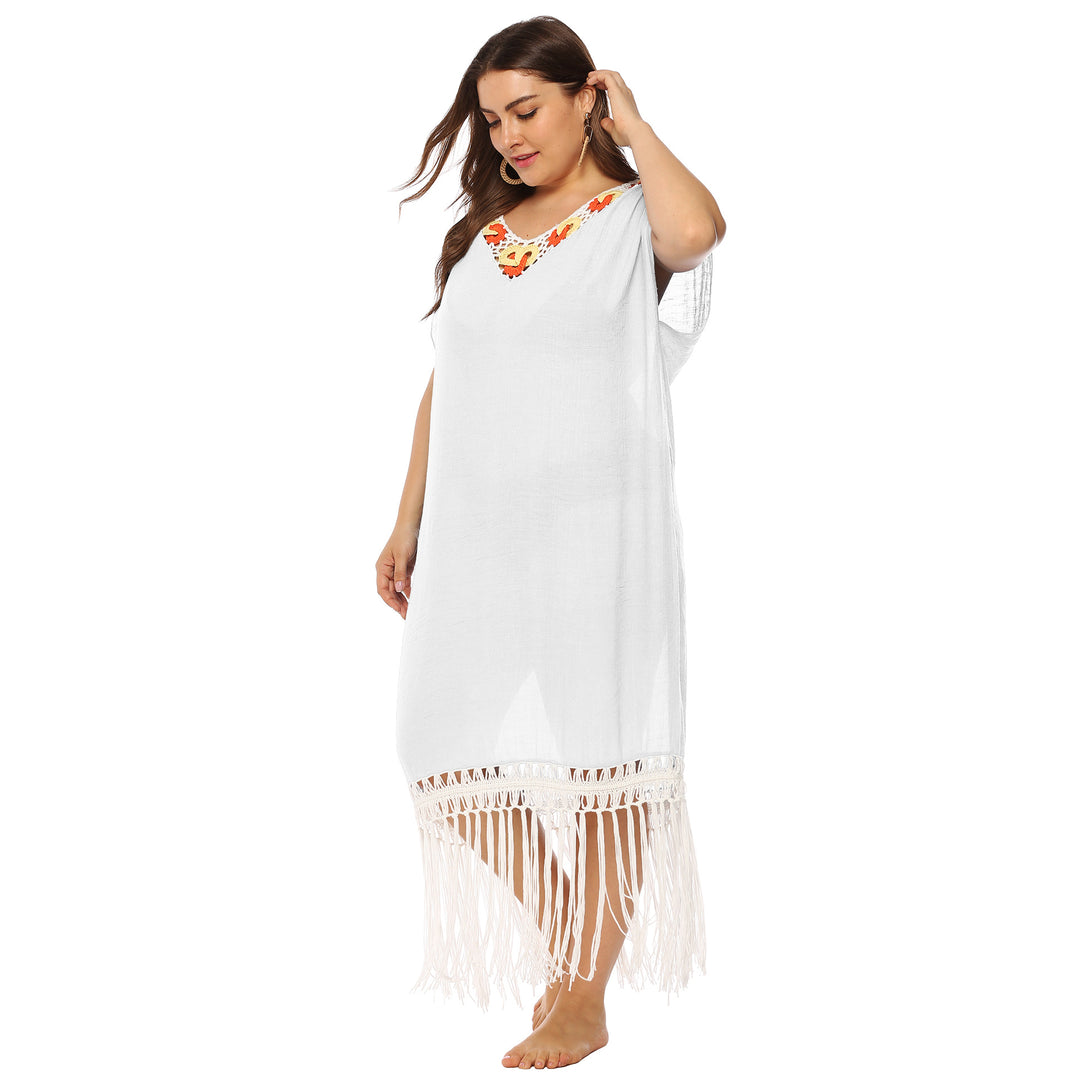 Femme Elegante Broderet Strandoverdel Stilla