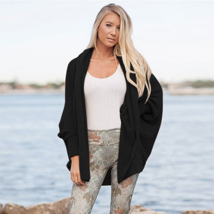 Dame Stor strik cardigan med voluminøse ærmer og elegant mønster Stilla