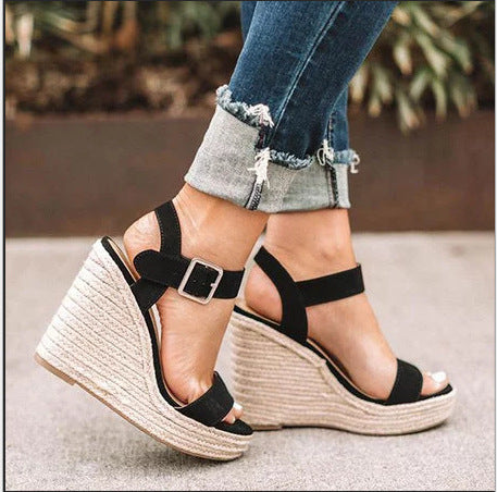 Dame Wedge-sandaler med ankelrem og flettet jutesålsdesign Stilla