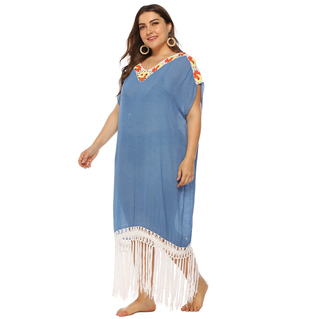 Dame Elegant Spids-Detalje Cover-Up Kjole Stilla
