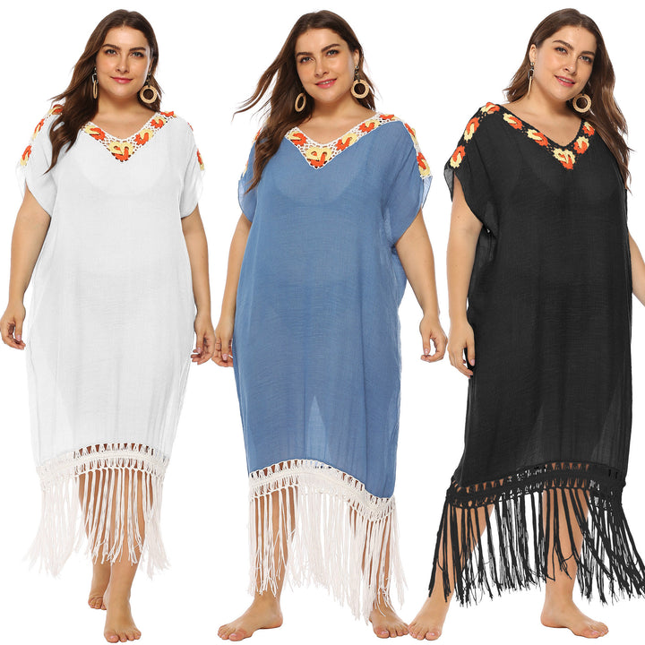 Dame Elegant Spids-Detalje Cover-Up Kjole Stilla