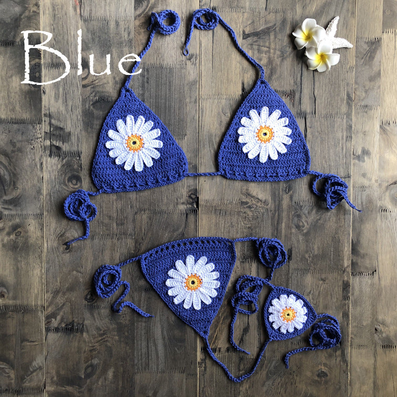Dame hækle-bikini med blomstret design Stilla