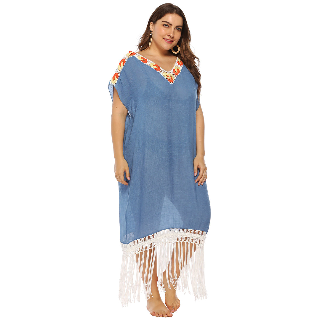 Dame Elegant Spids-Detalje Cover-Up Kjole Stilla