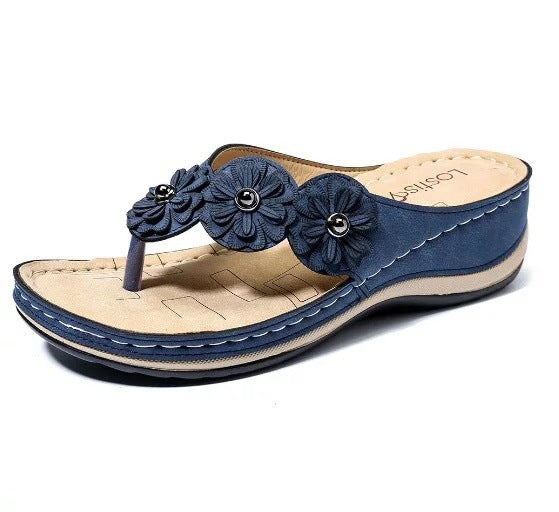 Dame flip-flops med dekorative blomsterapplikationer Stilla