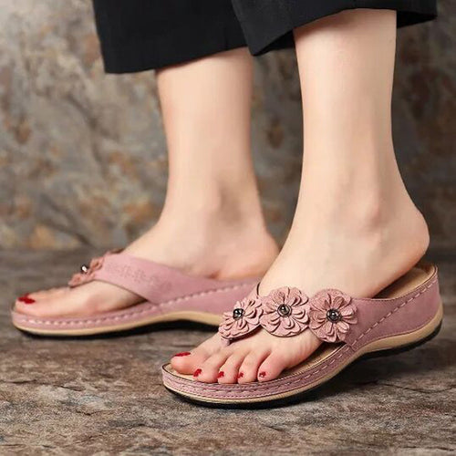 Dame flip-flops med dekorative blomsterapplikationer Stilla