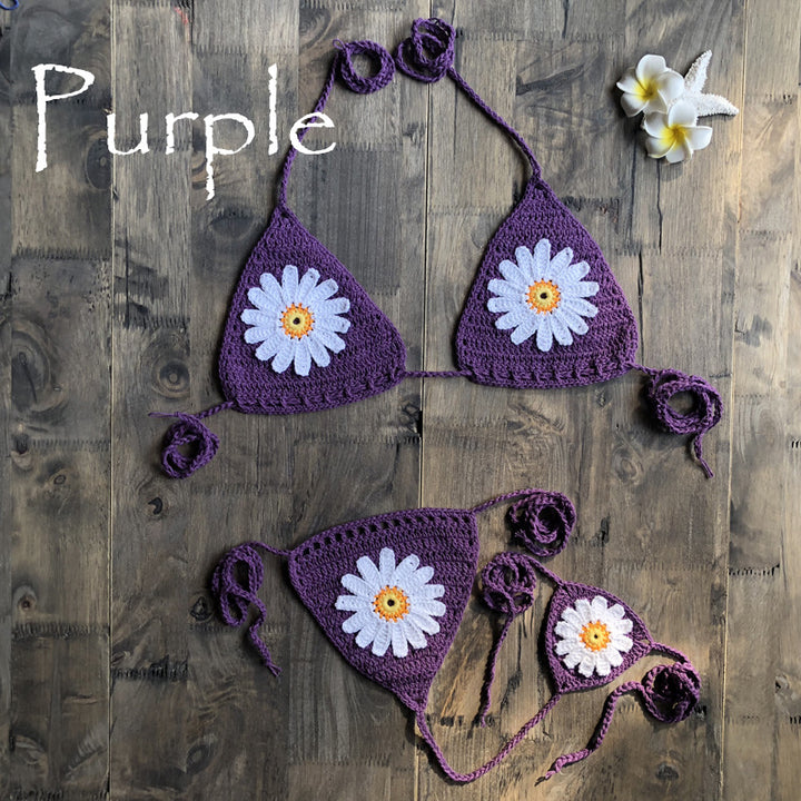 Dame hækle-bikini med blomstret design Stilla