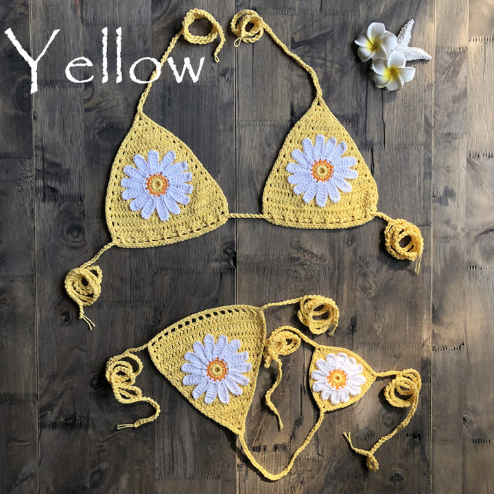 Dame hækle-bikini med blomstret design Stilla