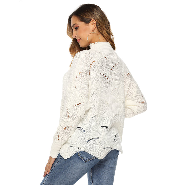 Dame Overcut Pullover med elegant hulmønster Stilla