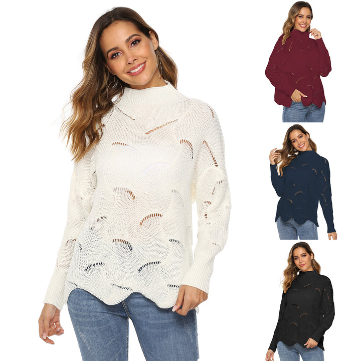 Dame Overcut Pullover med elegant hulmønster Stilla
