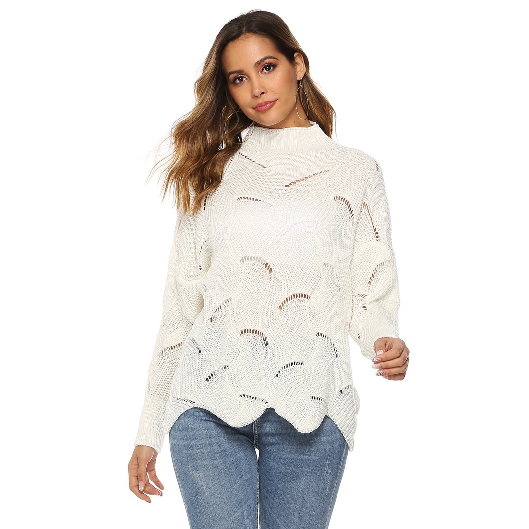 Dame Overcut Pullover med elegant hulmønster Stilla