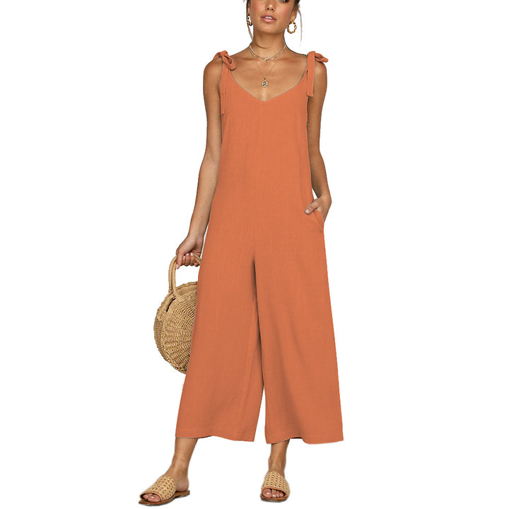 Dame Elegant Jumpsuit med Spaghetti-stropper og bred benudskæring Stilla