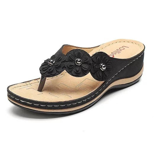 Dame flip-flops med dekorative blomsterapplikationer Stilla
