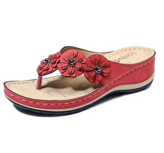 Dame flip-flops med dekorative blomsterapplikationer Stilla