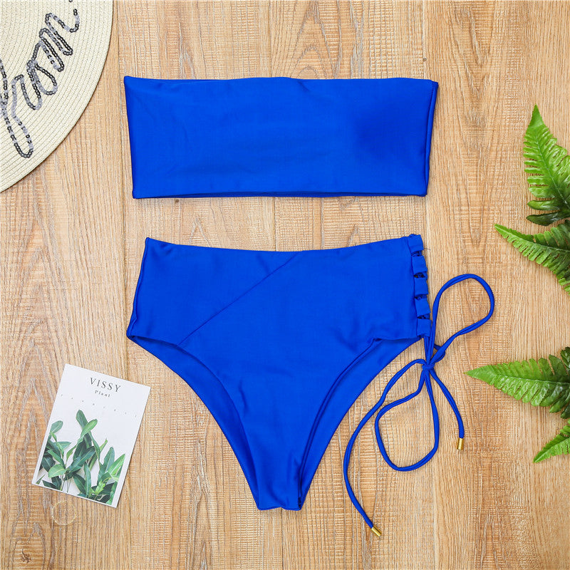 Dame Bandeau-bikini med høj talje Skovae