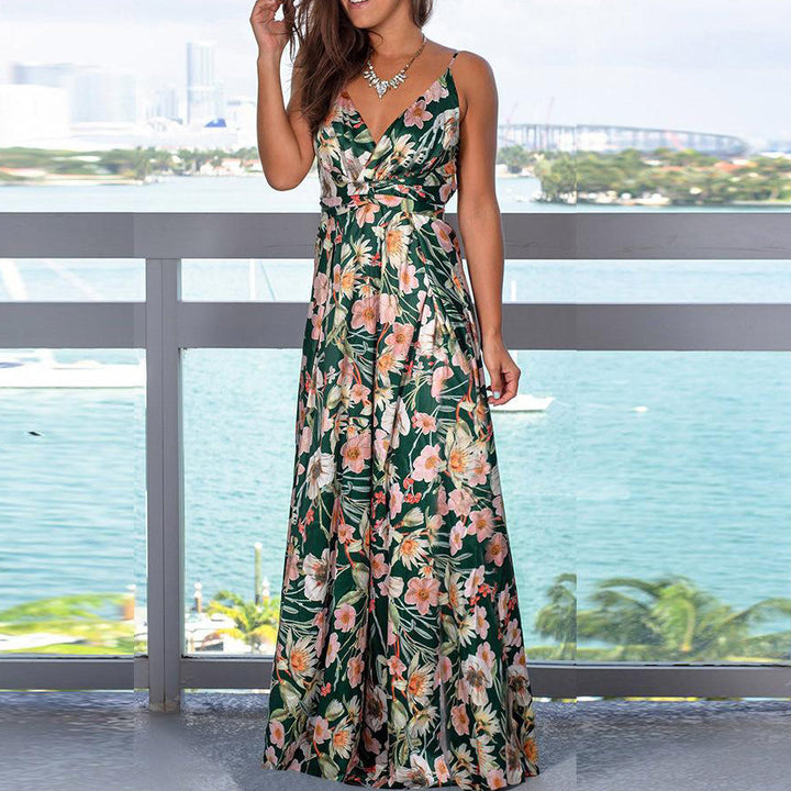 Stilla | Deep V-hals Blomstermønster Maxi Kjole