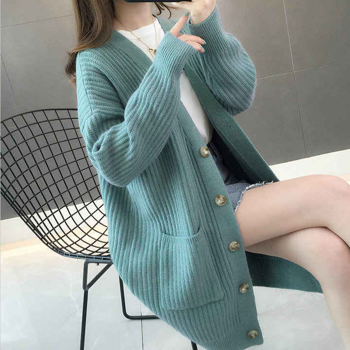 Kvinders cardigan med patchlommer og knapstolpe Stilla