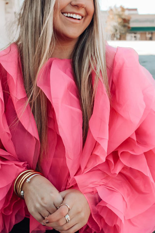 Stilla | Chiffon Flæsæt Lange Ærmer Top