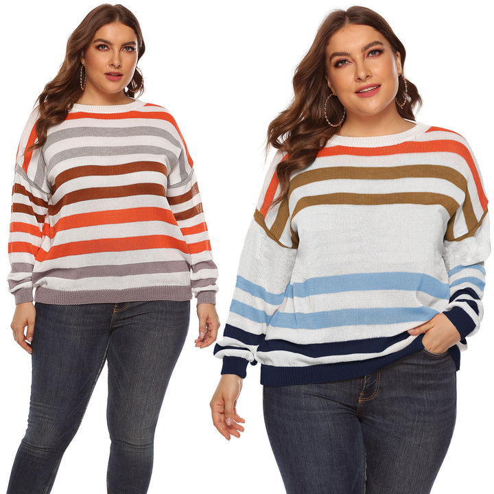 Damer Løs Pullover med moderne Stribemønster Stilla