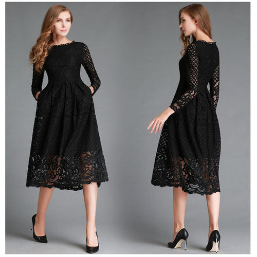 Stilla | Elegant Blonde Langærmet Slim Fit Midi Kjole