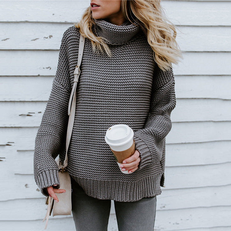Kvinders hyggelige strikket sweater med høj krave og oversized pasform Stilla