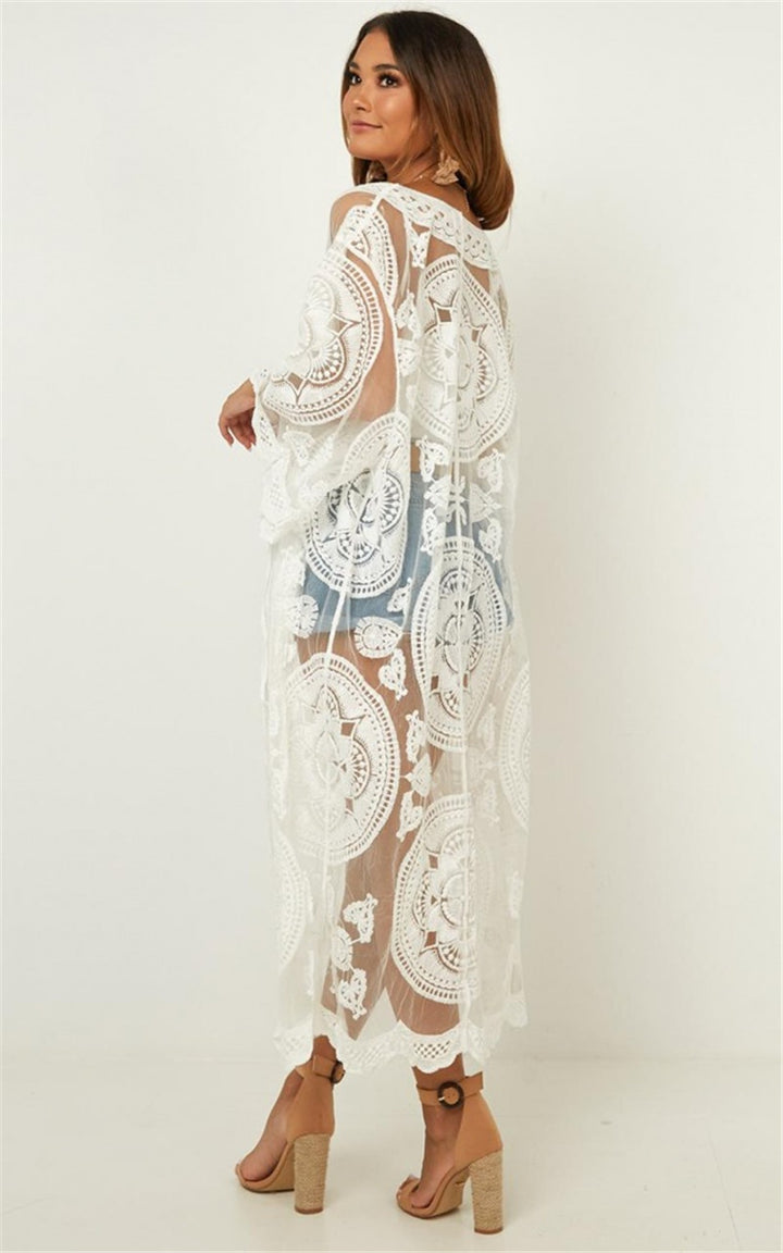 Dame spids-kimono med detaljeret hæklearbejde Stilla