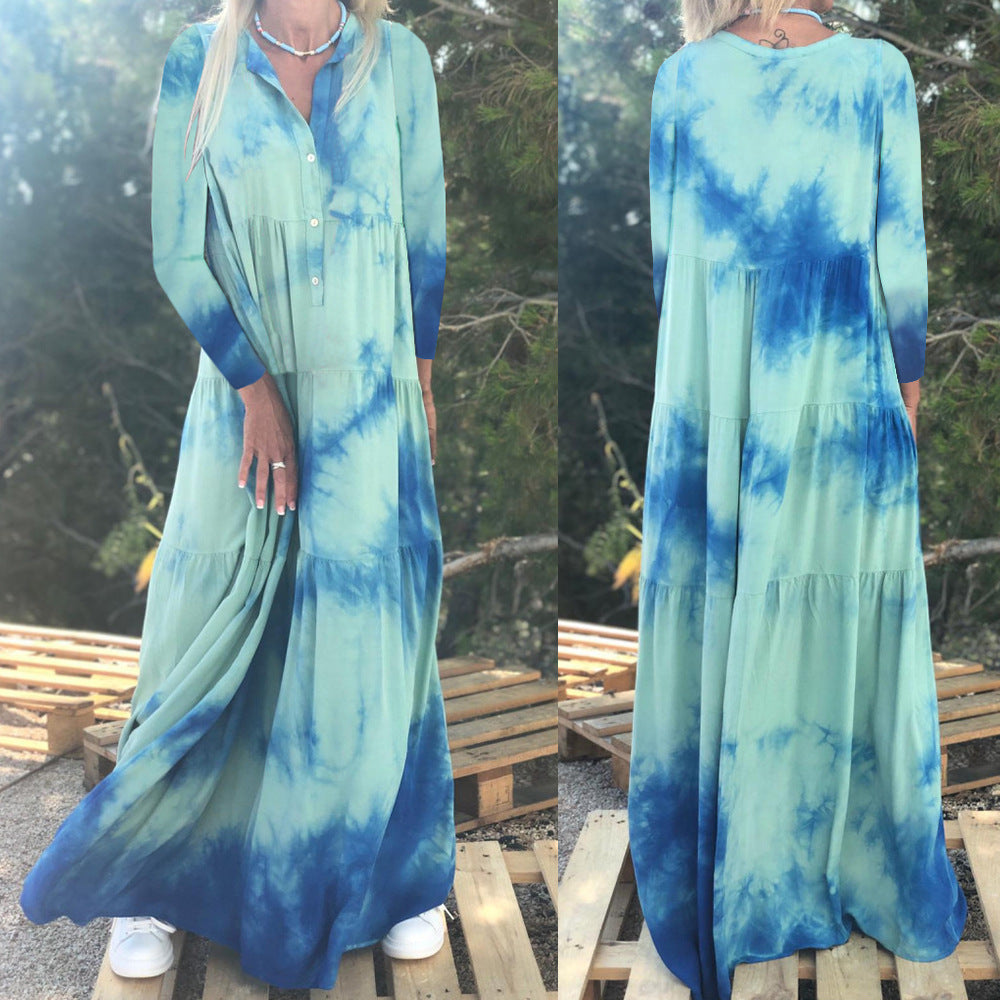 Dame Maxi-kjole med trendy batikdesign og afslappet snit Stilla