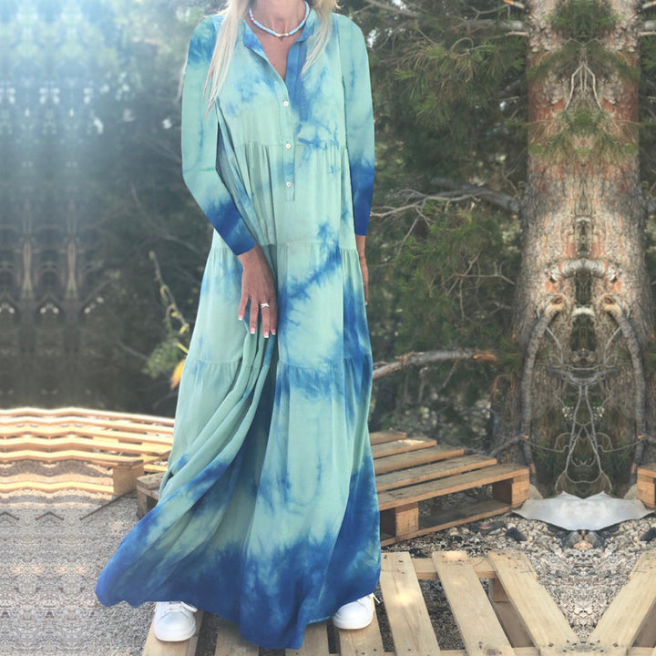 Dame Maxi-kjole med trendy batikdesign og afslappet snit Stilla