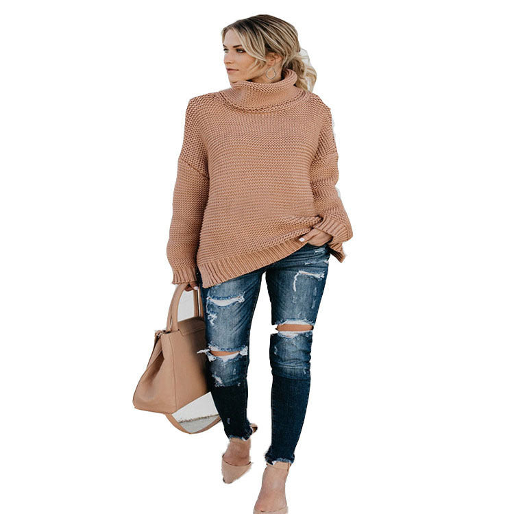 Kvinders hyggelige strikket sweater med høj krave og oversized pasform Stilla