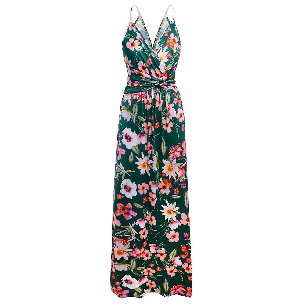 Stilla | Deep V-hals Blomstermønster Maxi Kjole