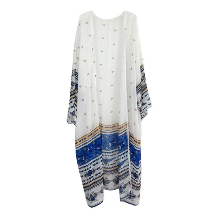Dame elegant strandkimono med florale accenter og løs pasform Stilla