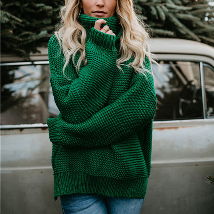 Kvinders hyggelige strikket sweater med høj krave og oversized pasform Stilla