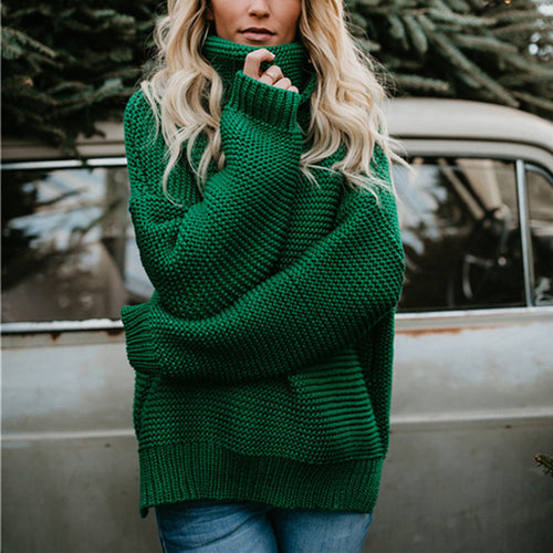 Kvinders hyggelige strikket sweater med høj krave og oversized pasform Stilla