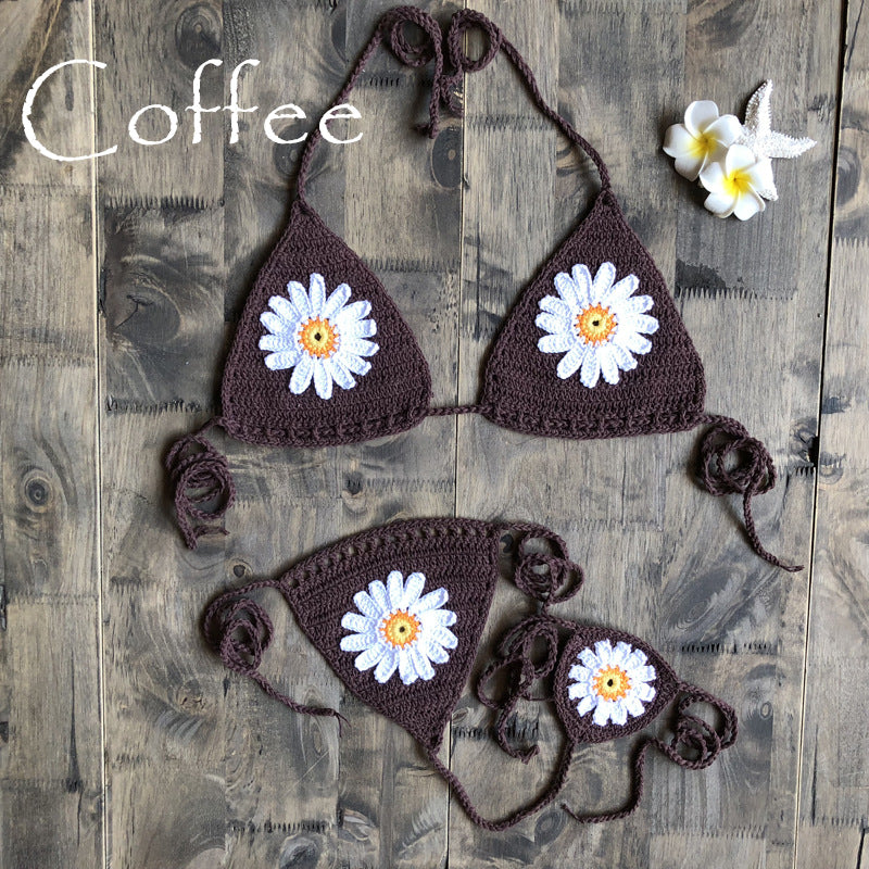 Dame hækle-bikini med blomstret design Stilla